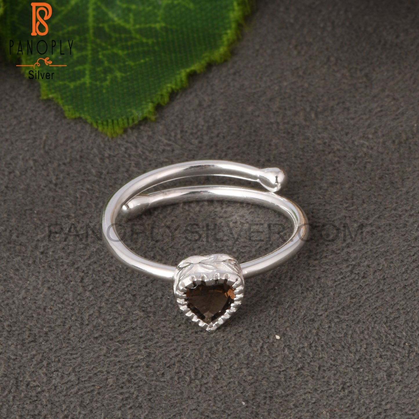 Smoky Heart Shape 925 Sterling Silver Ring