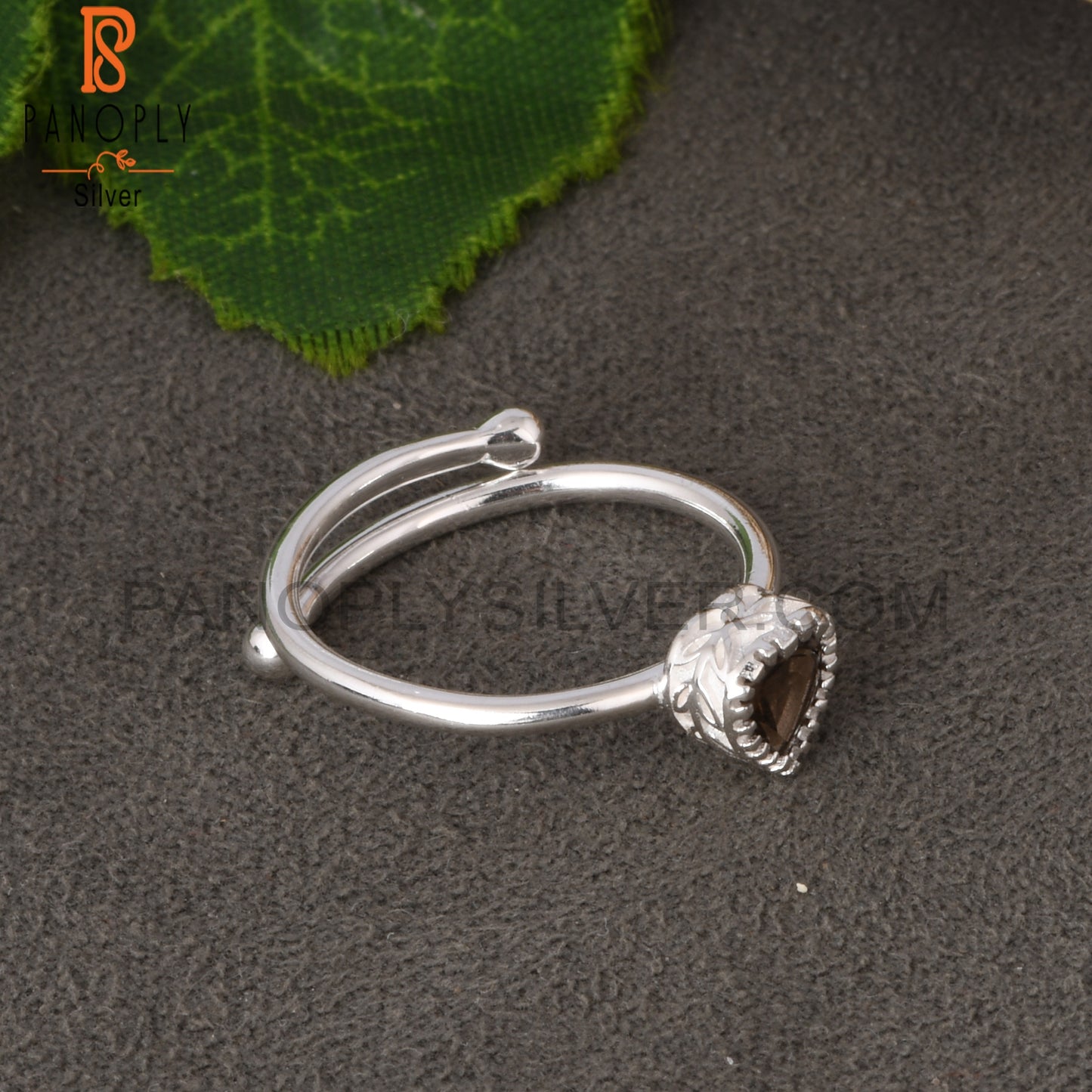 Smoky Heart Shape 925 Sterling Silver Ring