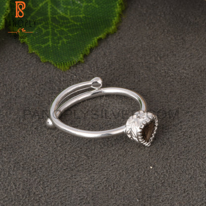 Smoky Heart Shape 925 Sterling Silver Ring