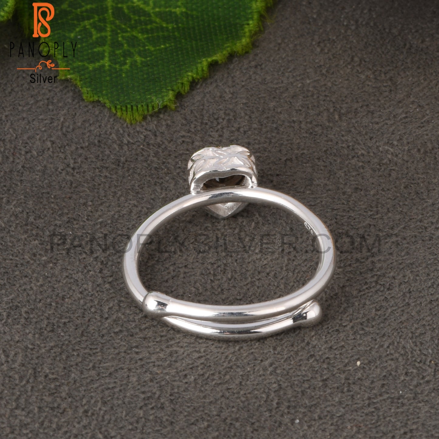 Smoky Heart Shape 925 Sterling Silver Ring