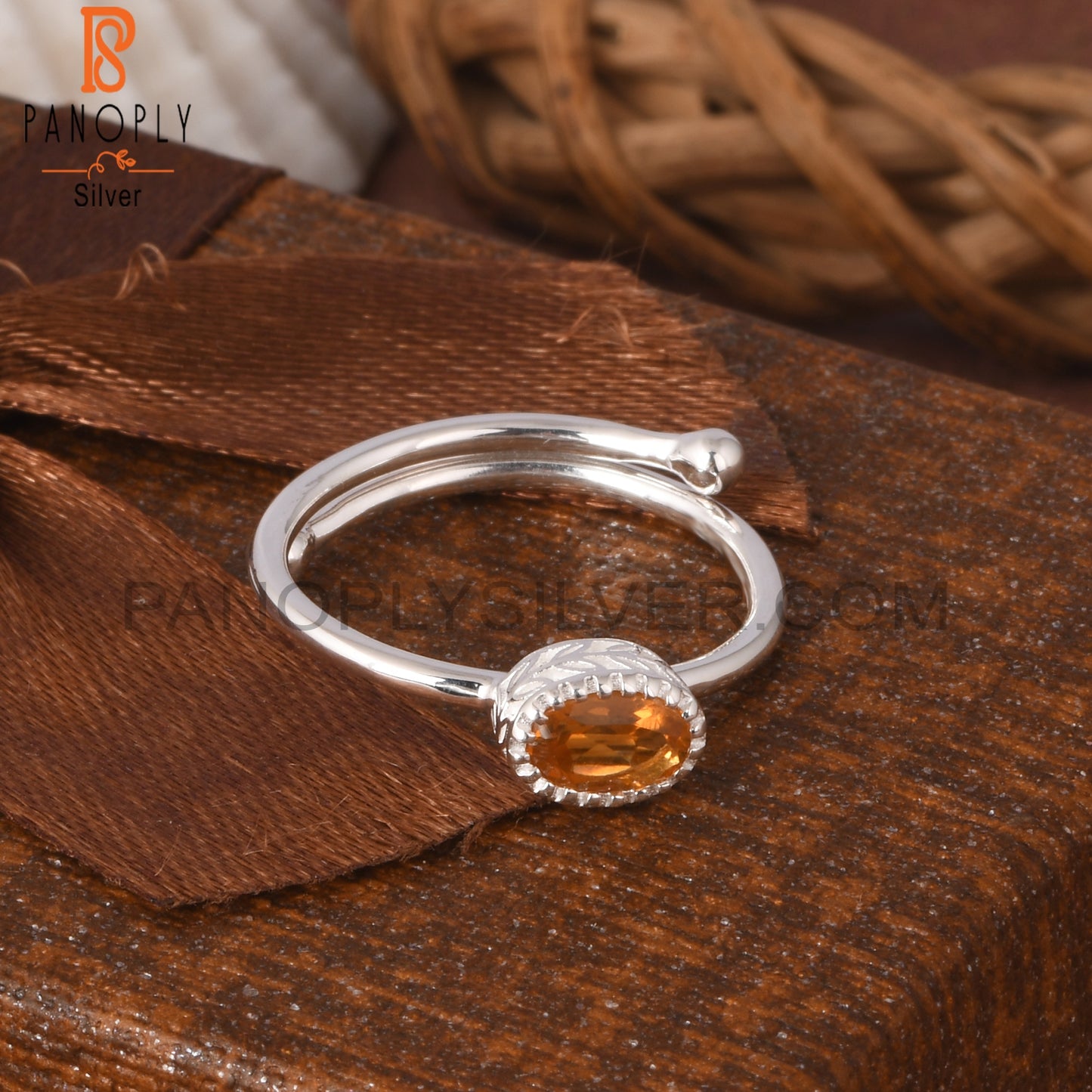 Citrine Oval Shape 925 Sterling Silver Stackable Ring