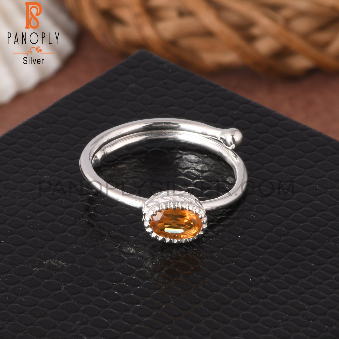 Citrine Oval Shape 925 Sterling Silver Stackable Ring