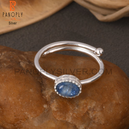Kyanite Oval Shape 925 Sterling Silver Stacking Ring