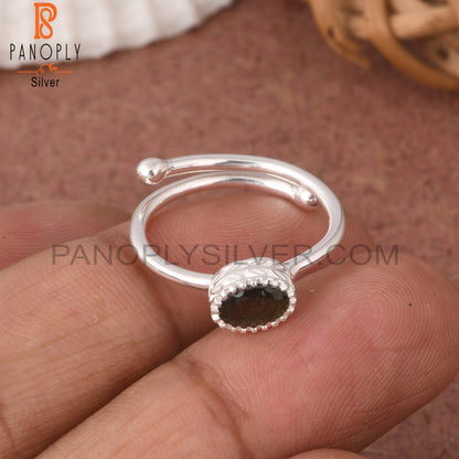 Gold Sheen Obsidian Oval 925 Sterling Silver Ring