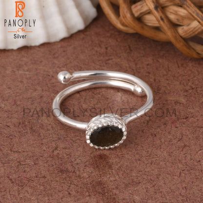 Gold Sheen Obsidian Oval 925 Sterling Silver Ring