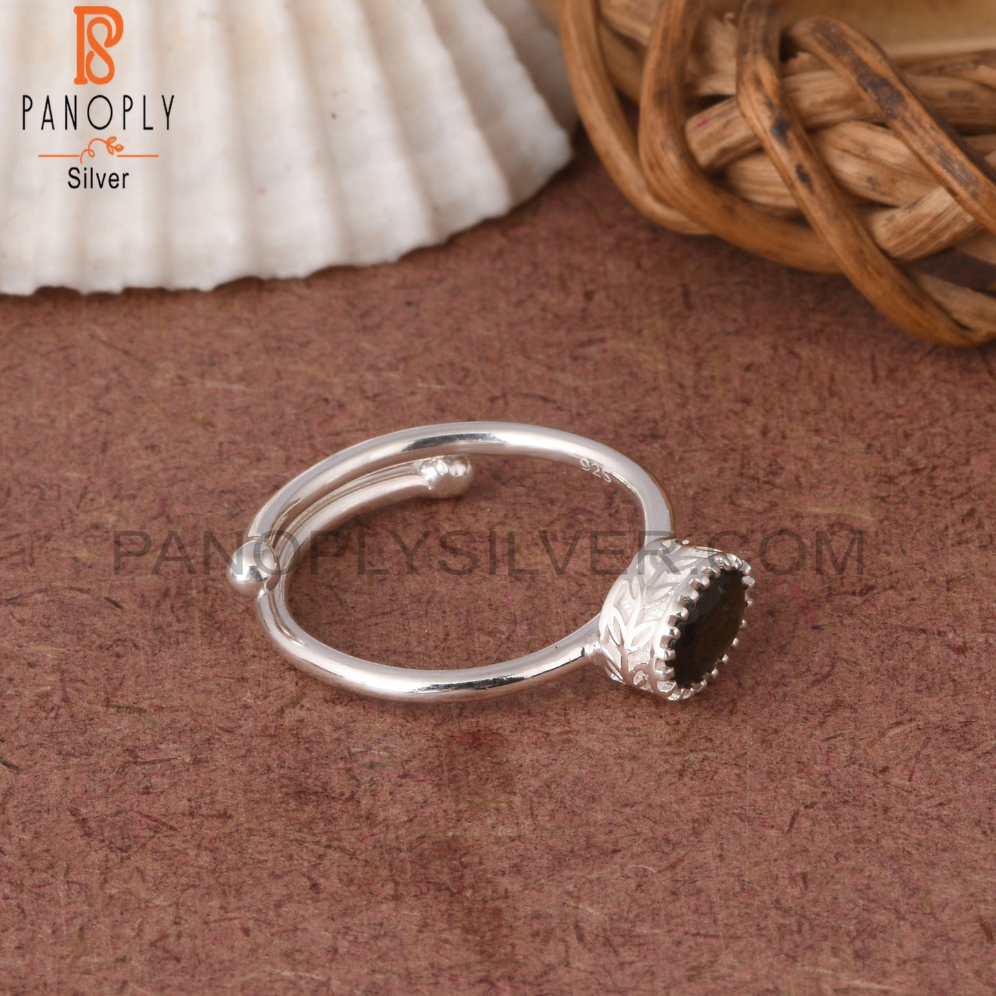 Gold Sheen Obsidian Oval 925 Sterling Silver Ring