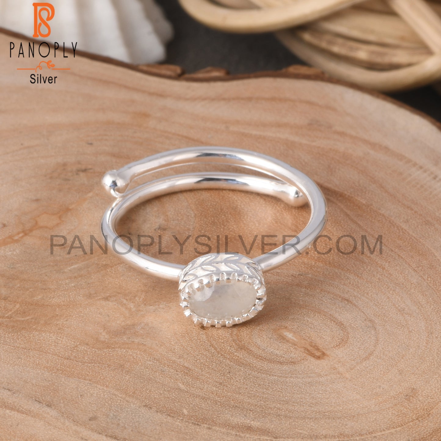 Adjustable Rainbow Moonstone 925 Sterling Silver Wedding Ring
