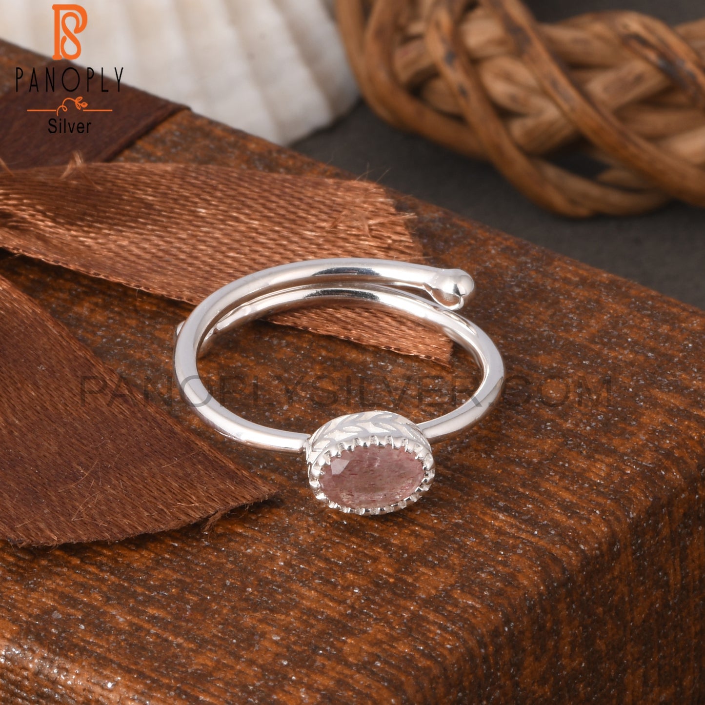 Strawberry Quartz Oval Shape 925 Sterling Silver Ring