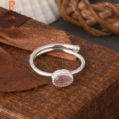 Strawberry Quartz Oval Shape 925 Sterling Silver Ring