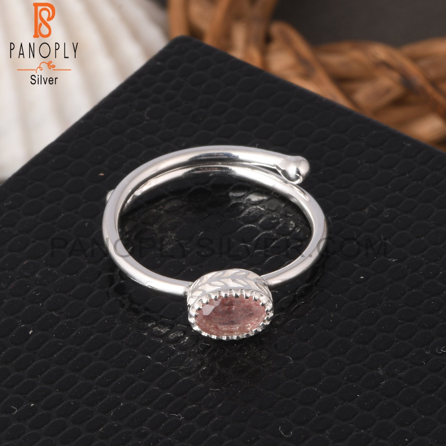 Strawberry Quartz Oval Shape 925 Sterling Silver Ring