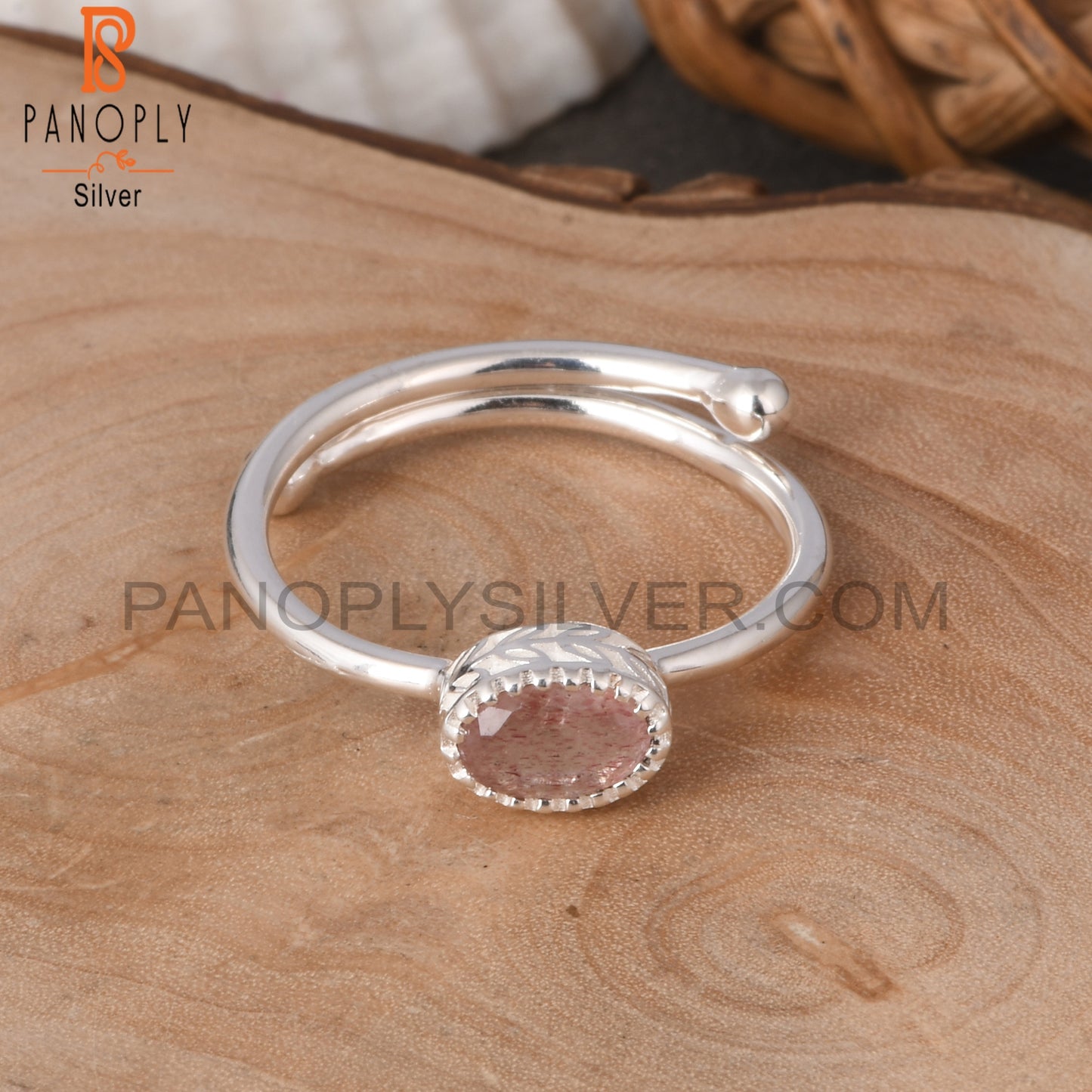 Strawberry Quartz Oval Shape 925 Sterling Silver Ring