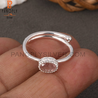 Strawberry Quartz Oval Shape 925 Sterling Silver Ring