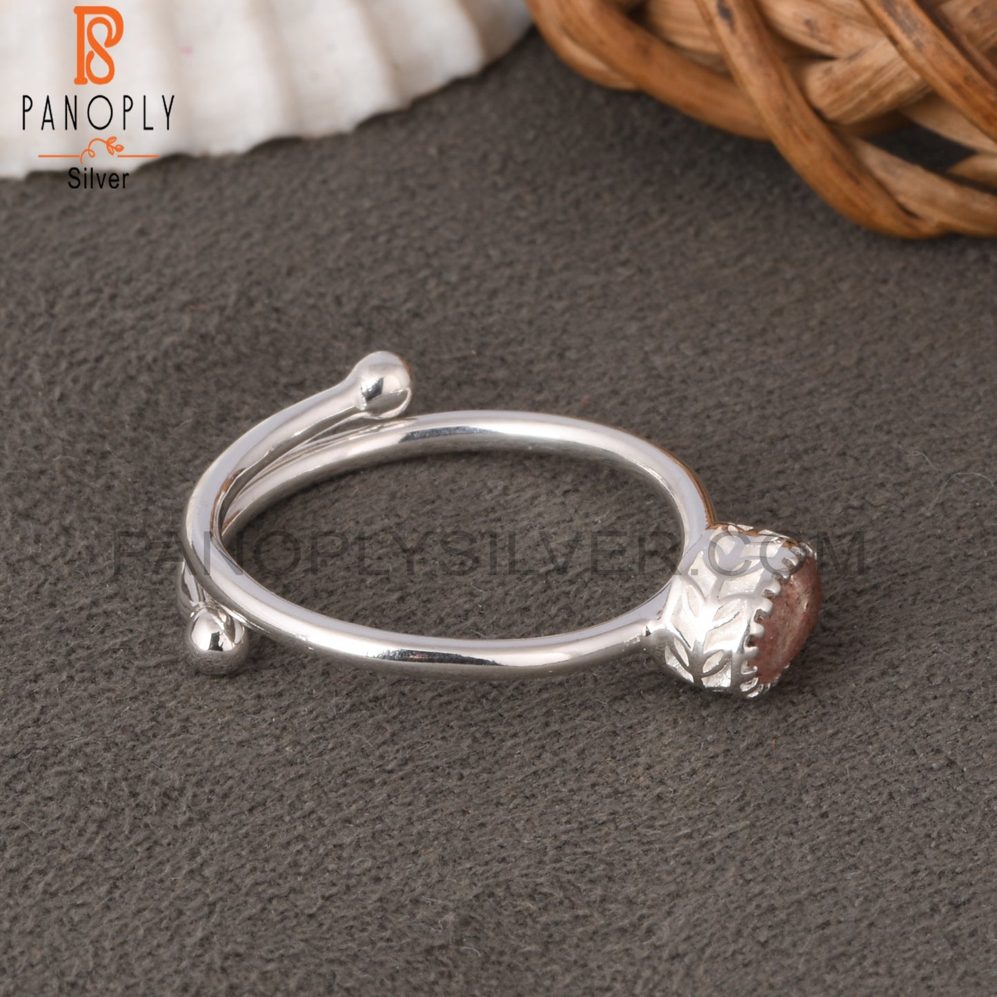 Strawberry Quartz Oval Shape 925 Sterling Silver Ring