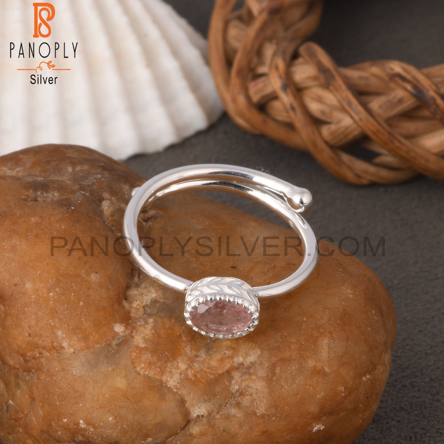 Strawberry Quartz Oval Shape 925 Sterling Silver Ring