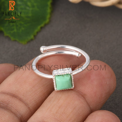 Chrysoprase Square Shape 925 Sterling Silver Ring