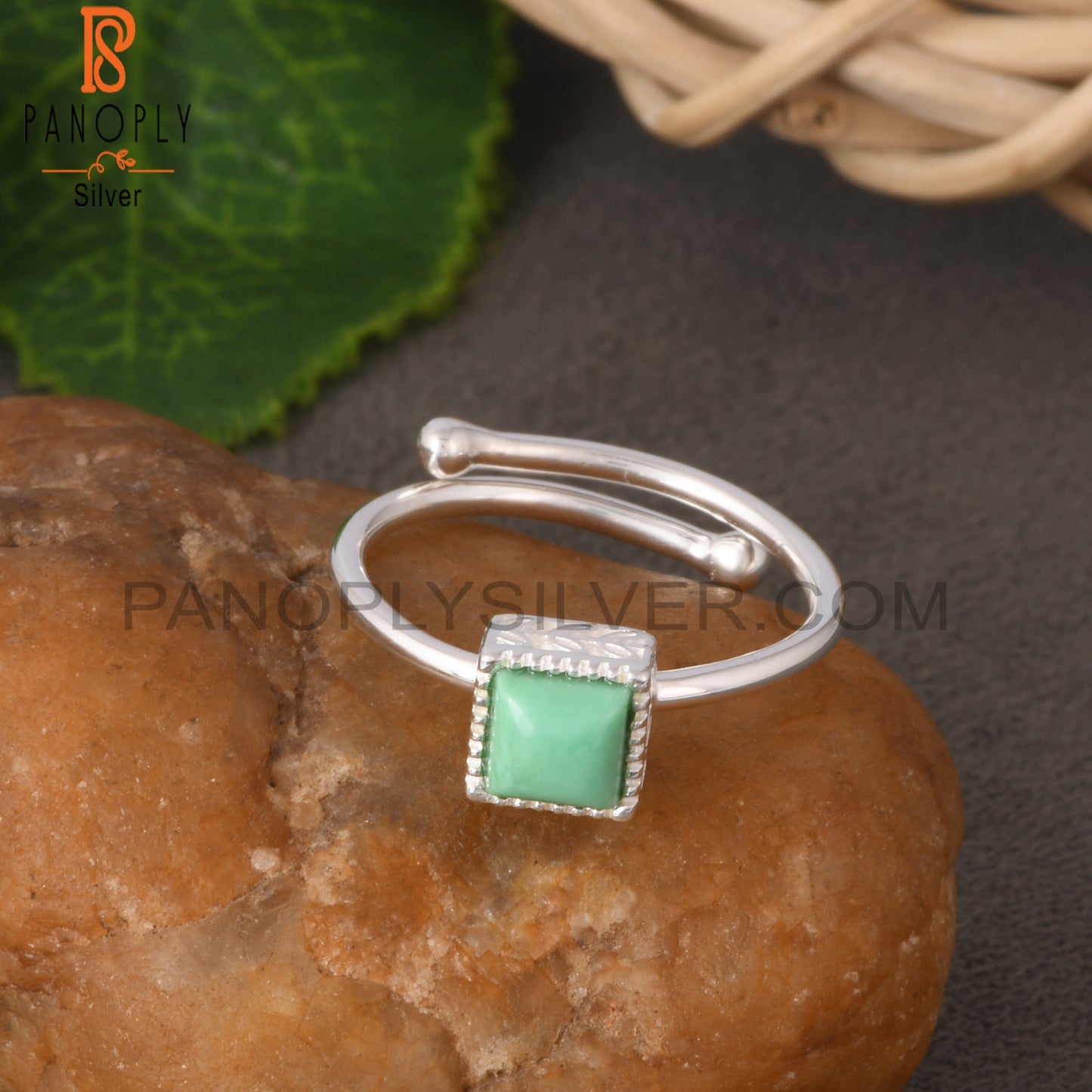 Chrysoprase Square Shape 925 Sterling Silver Ring