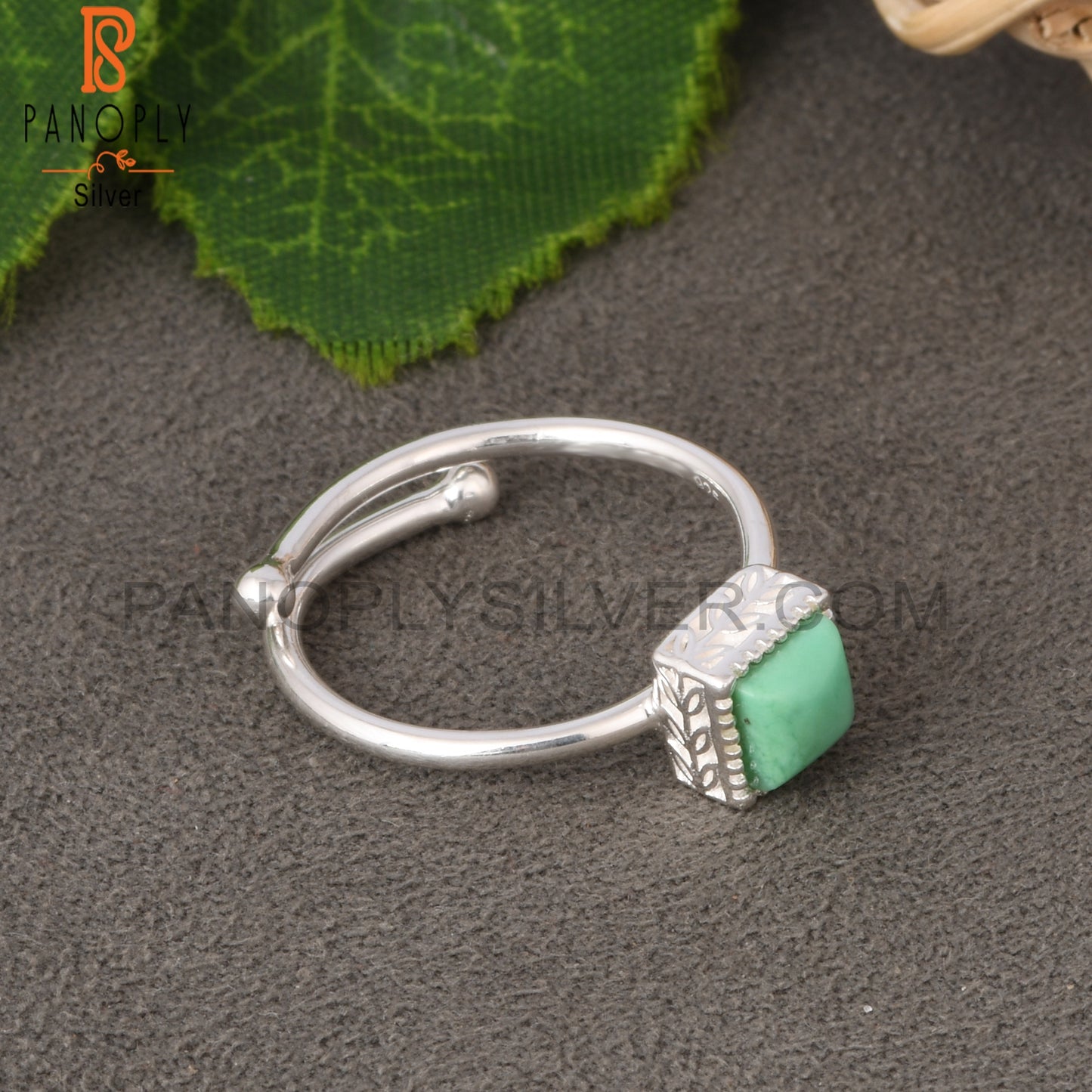 Chrysoprase Square Shape 925 Sterling Silver Ring