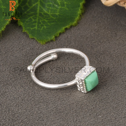 Chrysoprase Square Shape 925 Sterling Silver Ring