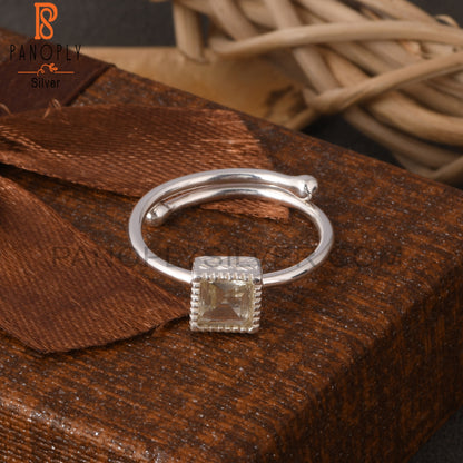 Green Amethyst Square 925 Sterling Silver Ring