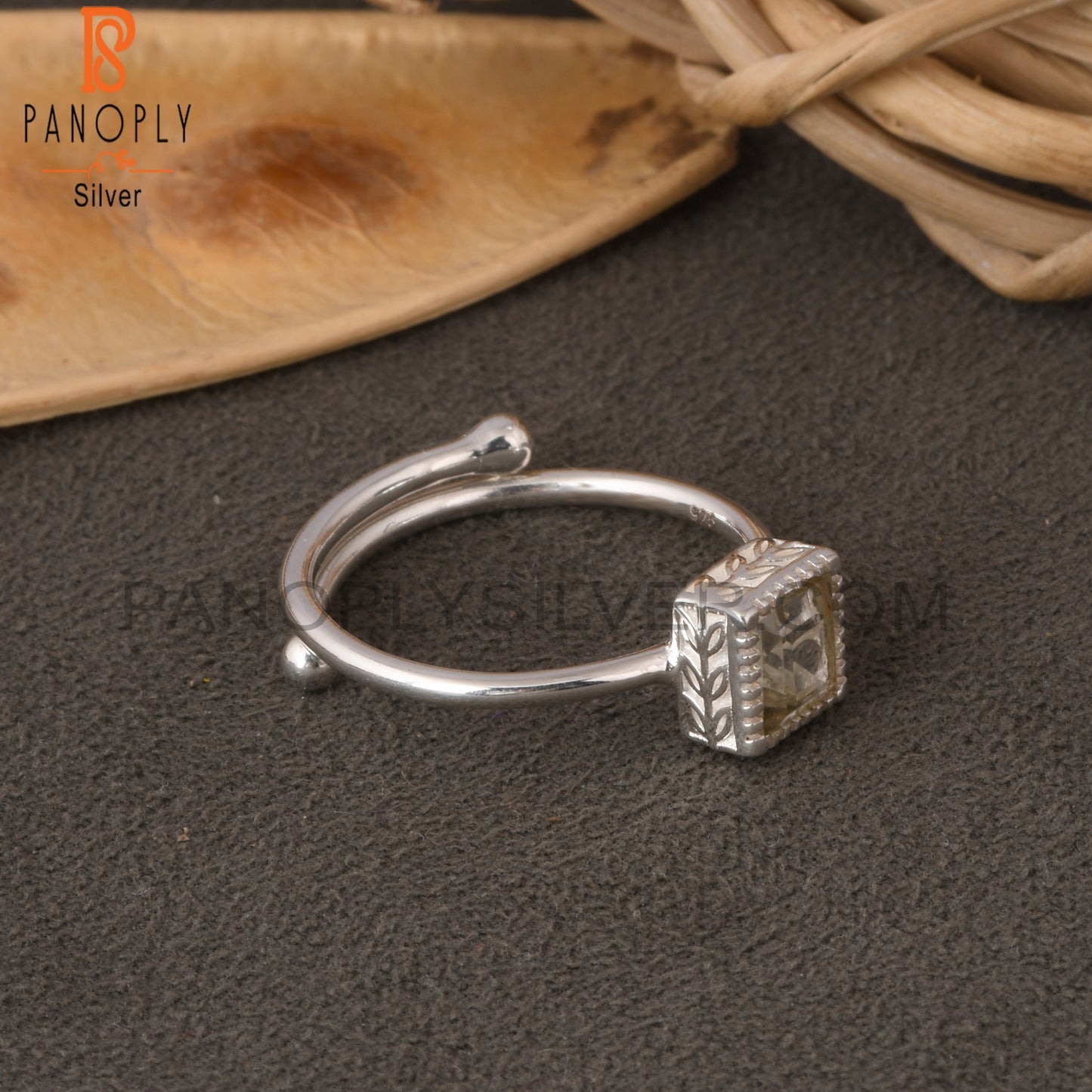 Green Amethyst Square 925 Sterling Silver Ring