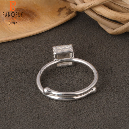 Green Amethyst Square 925 Sterling Silver Ring