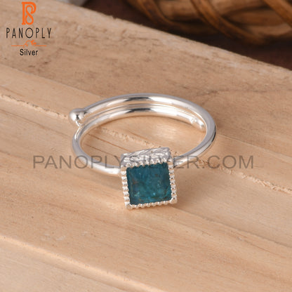 Neon Apatite Square Shape 925 Sterling Silver Ring
