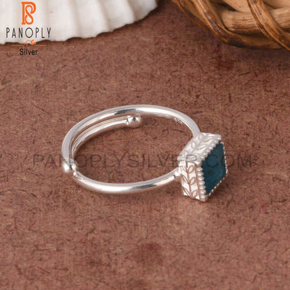 Neon Apatite Square Shape 925 Sterling Silver Ring