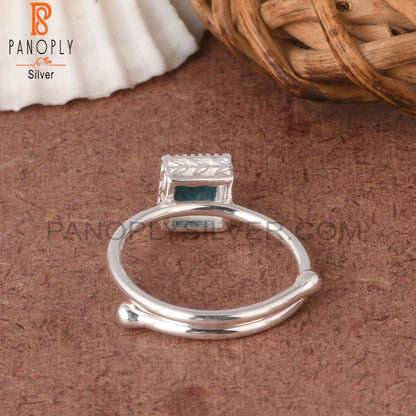 Neon Apatite Square Shape 925 Sterling Silver Ring