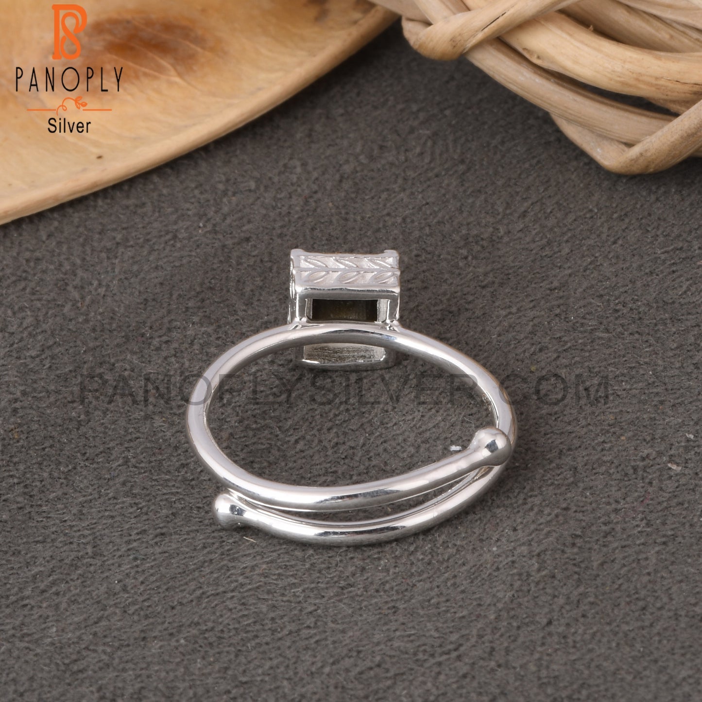 Gold Sheen Obsidian Square Shape 925 Sterling Silver Ring