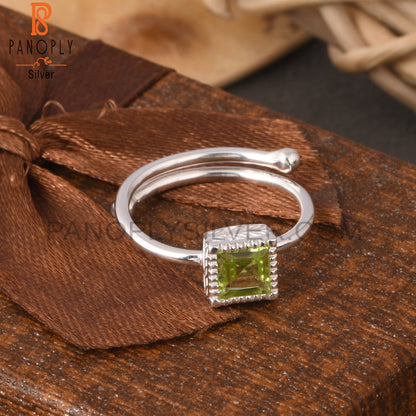 Peridot Square 925 Sterling Silver Ring