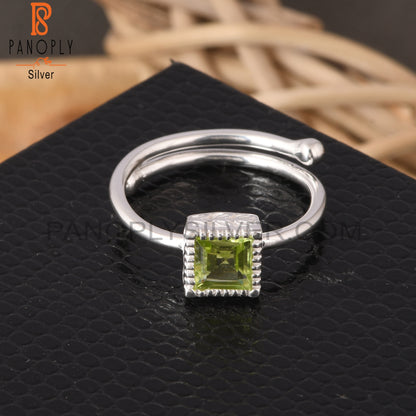 Peridot Square 925 Sterling Silver Ring