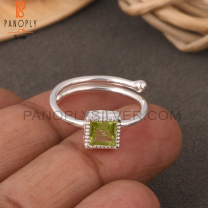 Peridot Square 925 Sterling Silver Ring