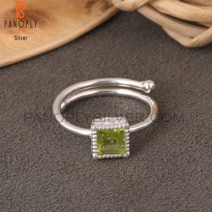 Peridot Square 925 Sterling Silver Ring