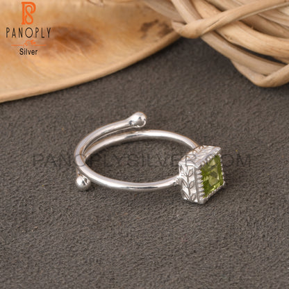 Peridot Square 925 Sterling Silver Ring