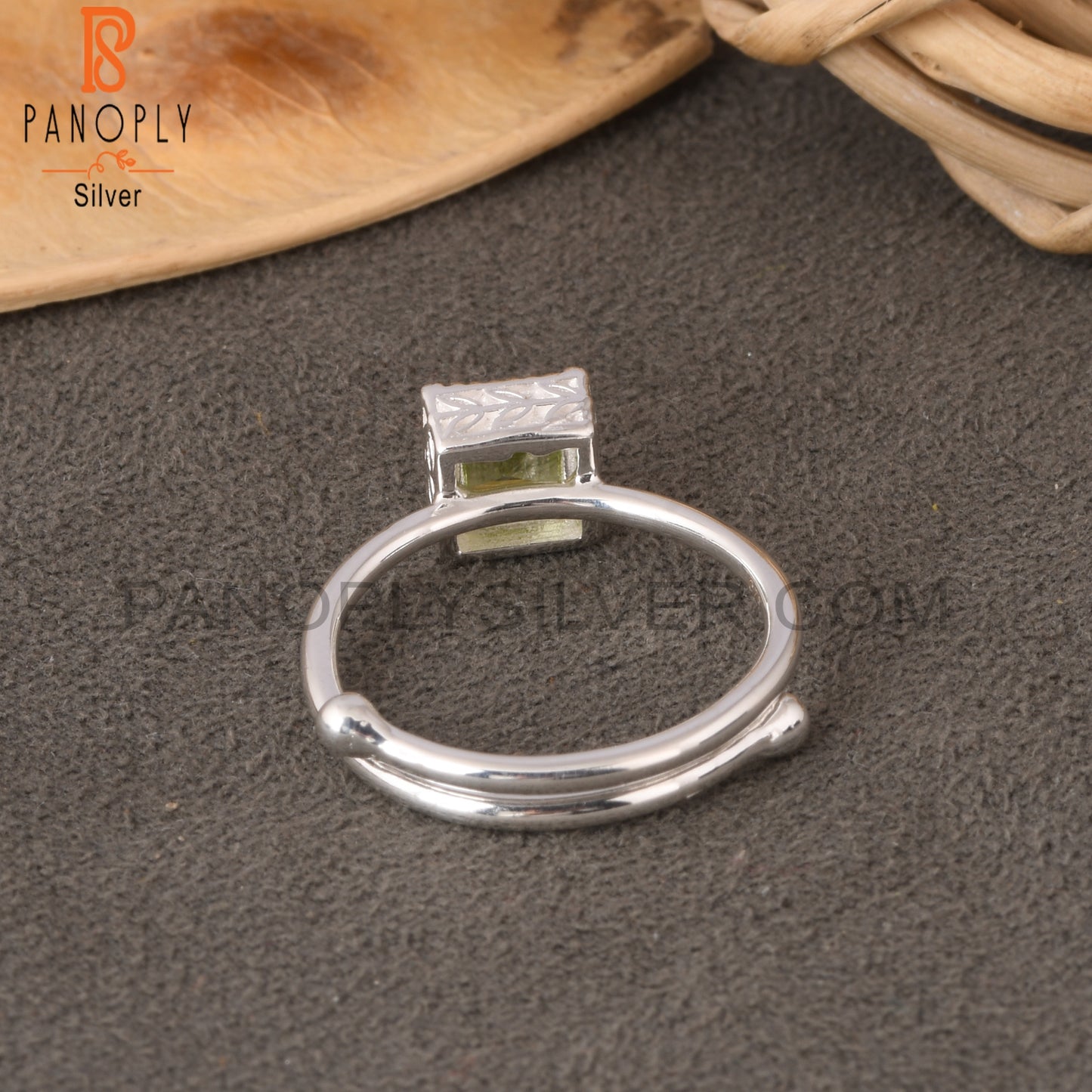 Peridot Square 925 Sterling Silver Ring
