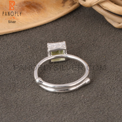 Peridot Square 925 Sterling Silver Ring