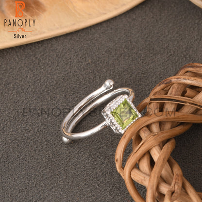 Peridot Square 925 Sterling Silver Ring