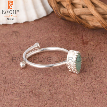 Adjustable Amazonite Marquise Shape 925 Sterling Silver Ring