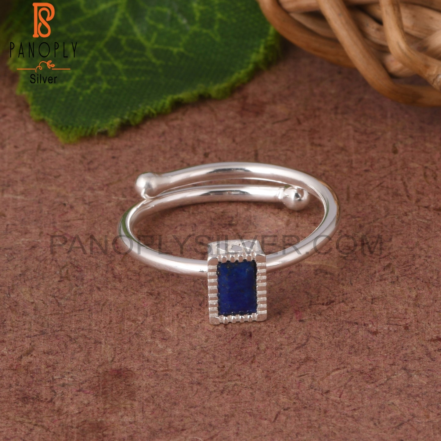 Lapis Baguette 925 Sterling Ring