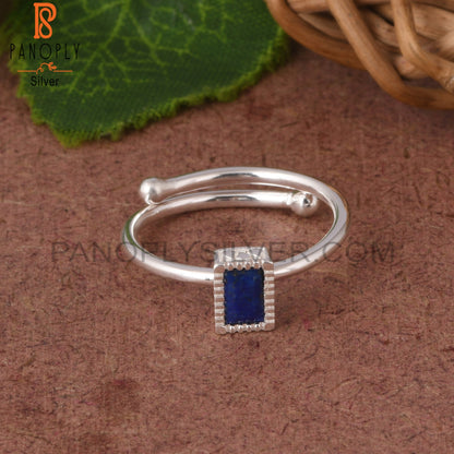Lapis Baguette 925 Sterling Ring