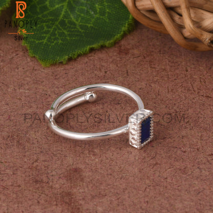 Lapis Baguette 925 Sterling Ring