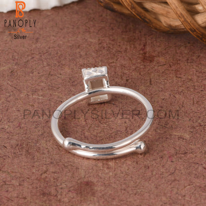 Chocolate Moonstone Baguette Shape 925 Sterling Silver Ring