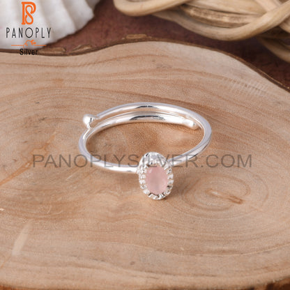 Rose Quartz 925 Sterling Silver Gemstone Adjusatable Ring