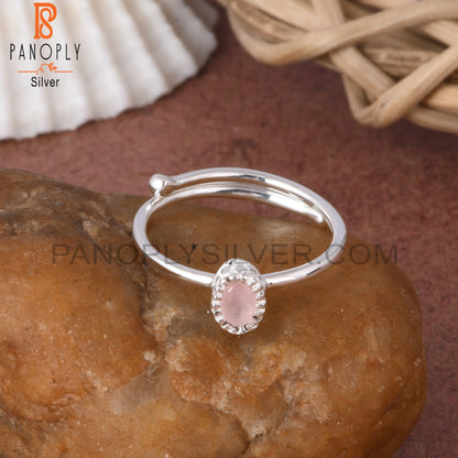 Rose Quartz 925 Sterling Silver Gemstone Adjusatable Ring