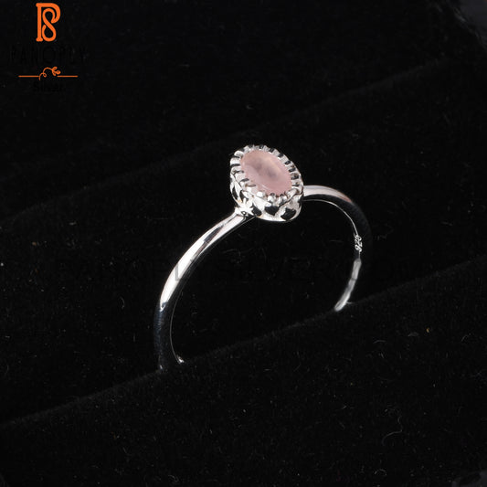 Rose Quartz 925 Sterling Silver Gemstone Adjusatable Ring