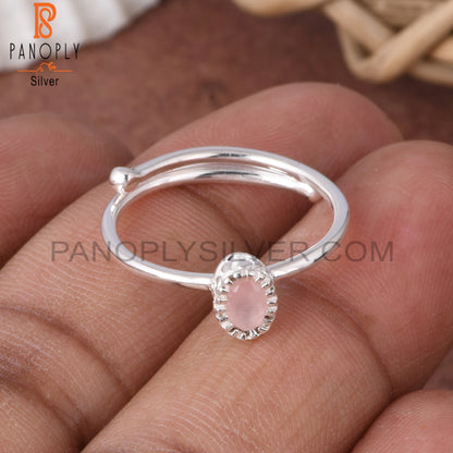 Rose Quartz 925 Sterling Silver Gemstone Adjusatable Ring