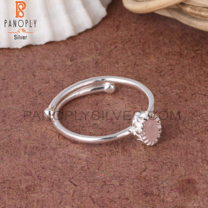 Rose Quartz 925 Sterling Silver Gemstone Adjusatable Ring
