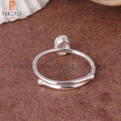 Rose Quartz 925 Sterling Silver Gemstone Adjusatable Ring