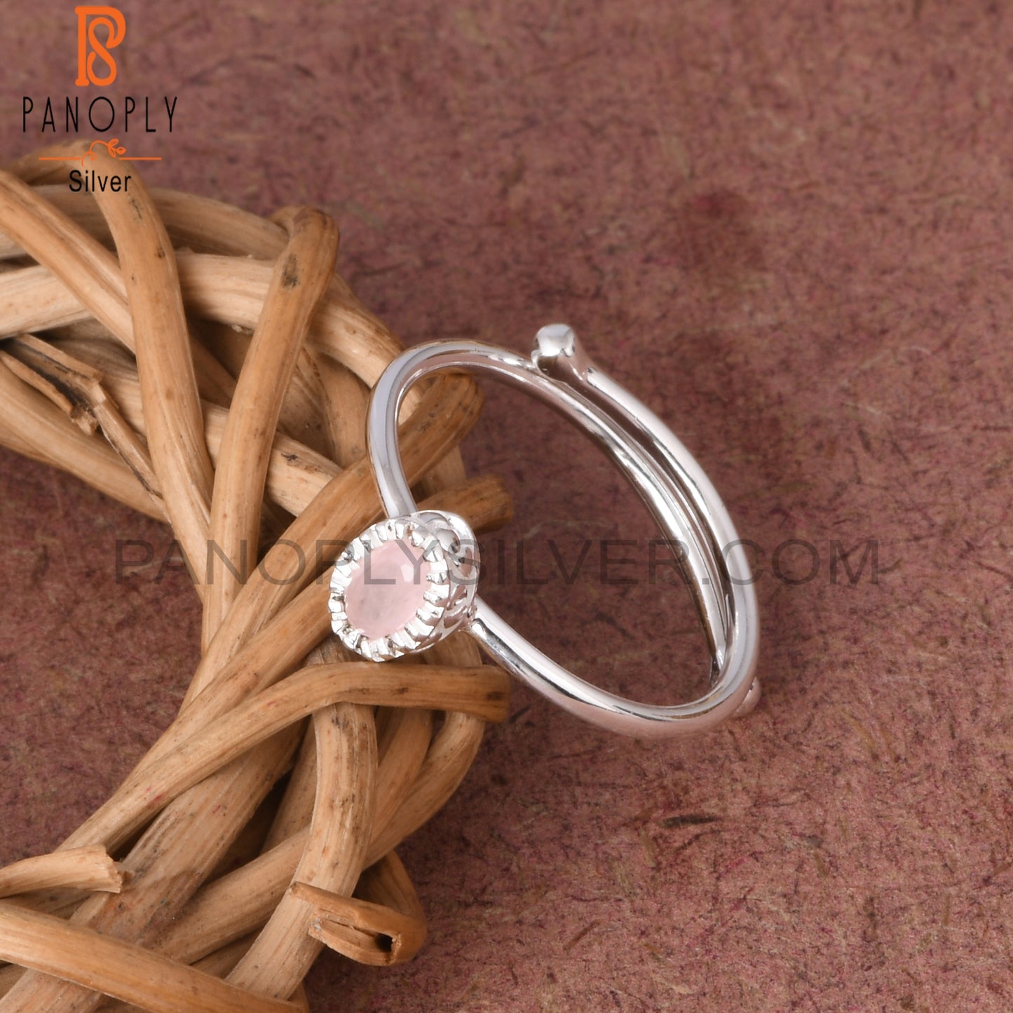 Rose Quartz 925 Sterling Silver Gemstone Adjusatable Ring