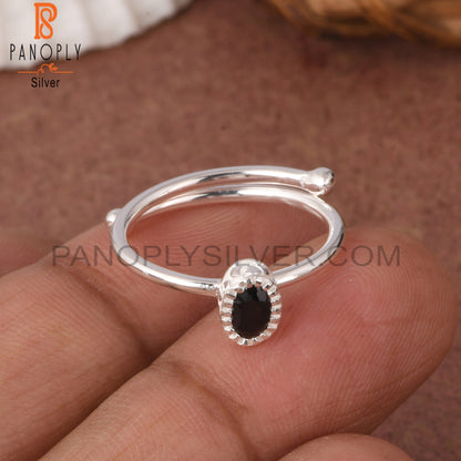 Black Spinel Oval Shape 925 Sterling Silver Ring